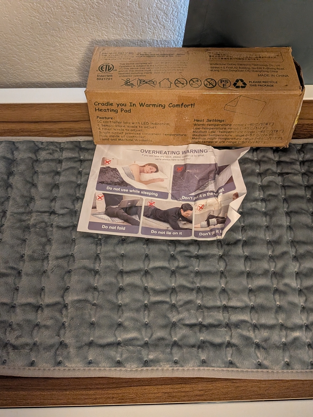 3/$14 Quilted Heated Pad in Steel Gray